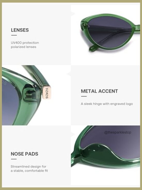 Polarized TR90 Sunglasses, Retro Cat Eye Oval Vintage Shades, UV400 Protection main image 4